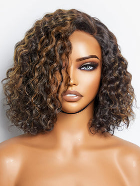 LUVME HAIR 10-inch curly glueless wig front view with highlights