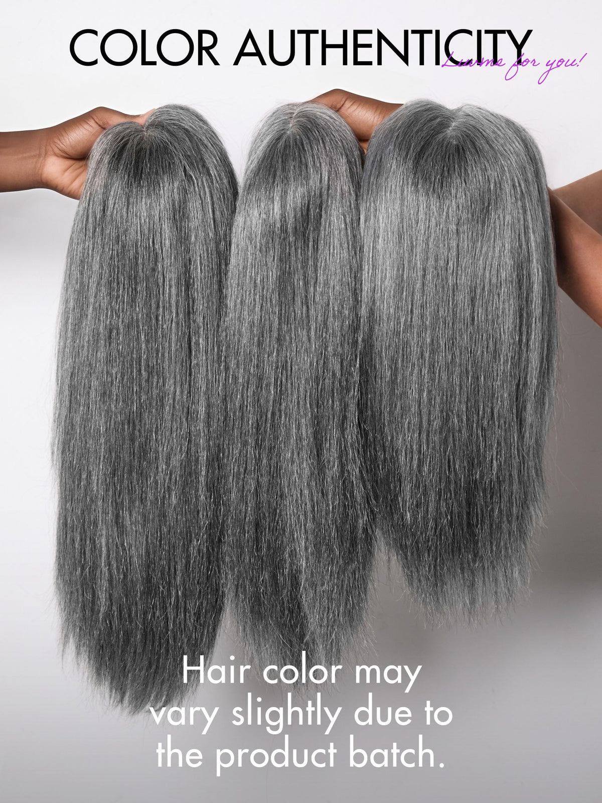 LUVME HAIR 16 Inch Grey Salt & Pepper Wig with care guide