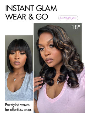 LUVME HAIR 16-inch Loose Wave Wig back view