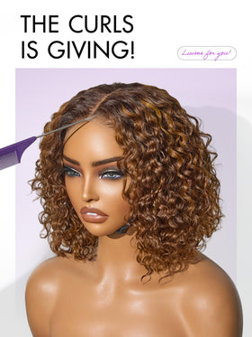 LUVME HAIR 5X5 Deep Curly 10 Inch Wig on model