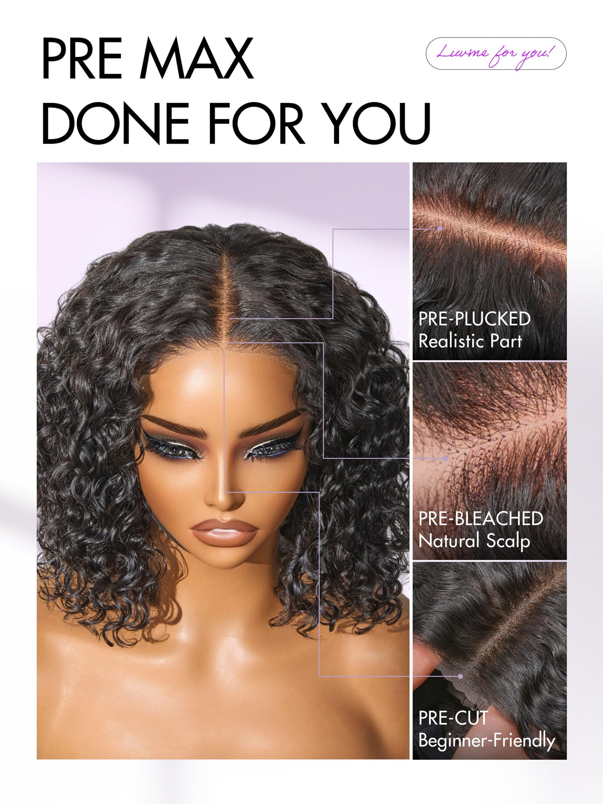 LUVME HAIR 5X5 Deep Curly Wig back view highlighting the length