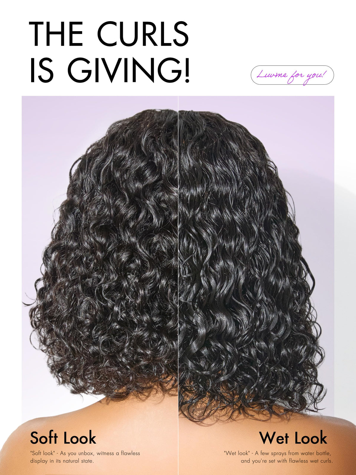 LUVME HAIR 5X5 Deep Curly Wig packaging display