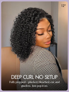LUVME HAIR 5X5 Deep Curly Wig side view showcasing deep curls