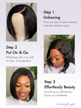 LUVME HAIR 8'' Blunt Cut Bob Wig details of hairline