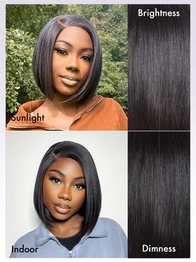 LUVME HAIR 8'' Blunt Cut Bob Wig worn by model