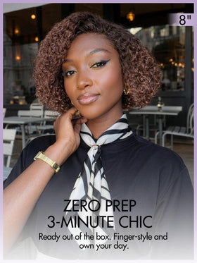 LUVME HAIR 8 Inch Kinky Curly Ombre Brown Wig side view
