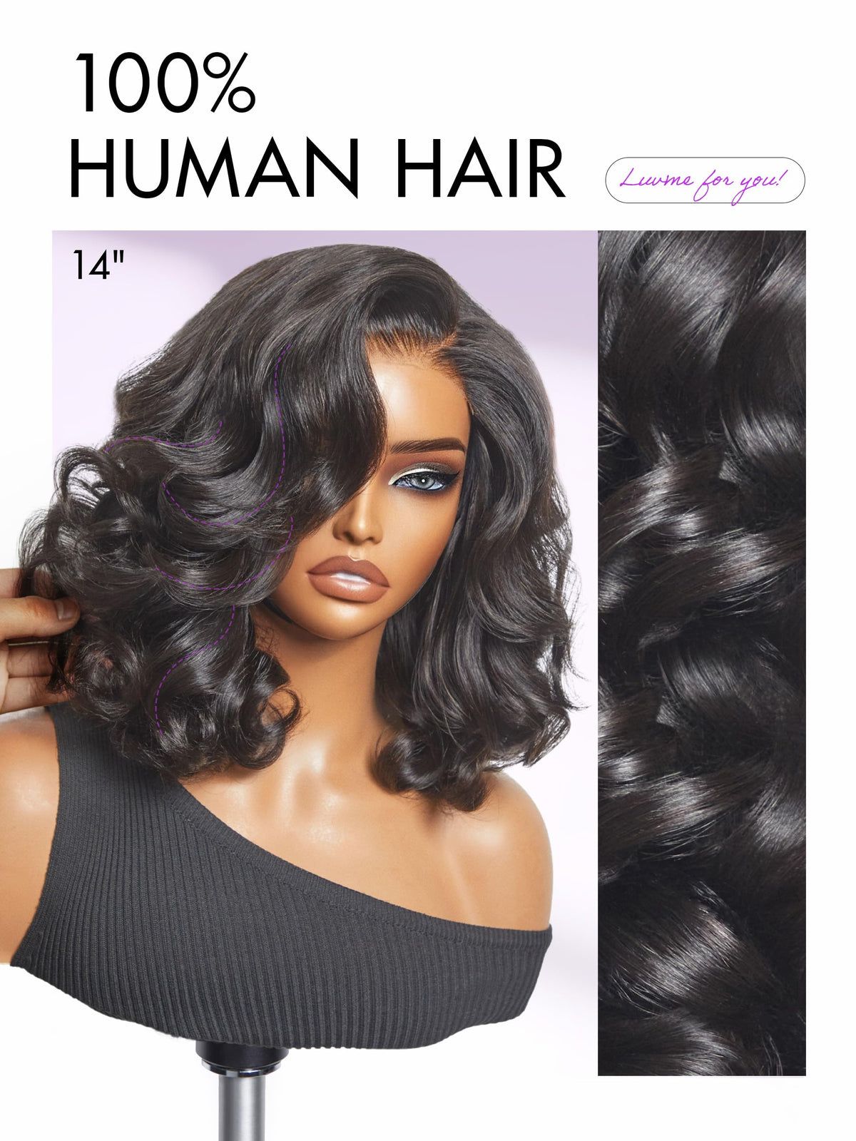 LUVME HAIR Loose Body Wave Wig back view with natural movement