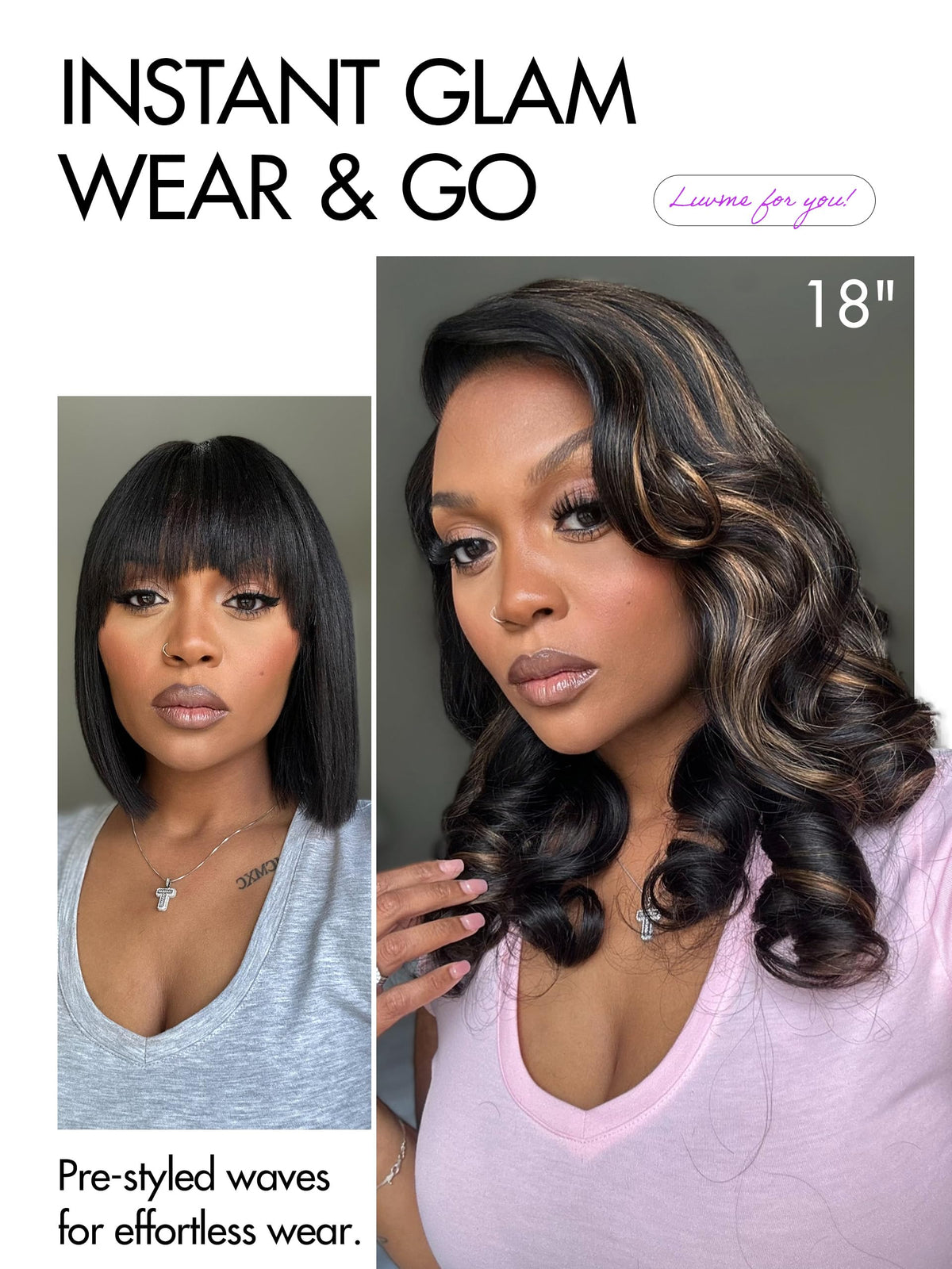 LUVME HAIR Loose Wave Wig close-up of HD lace