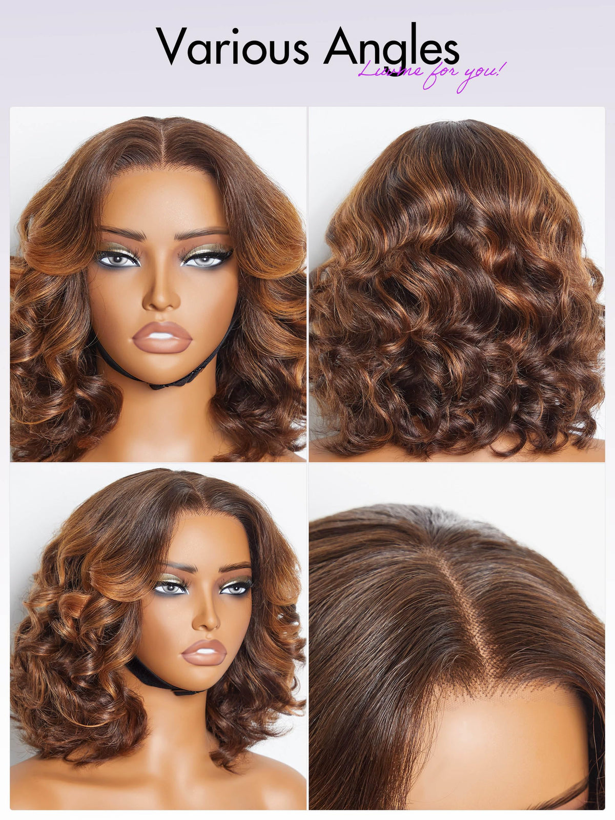 LUVME HAIR Ombre Brown Bob Wig on mannequin