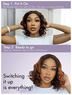 LUVME HAIR Ombre Brown Bob Wig styled