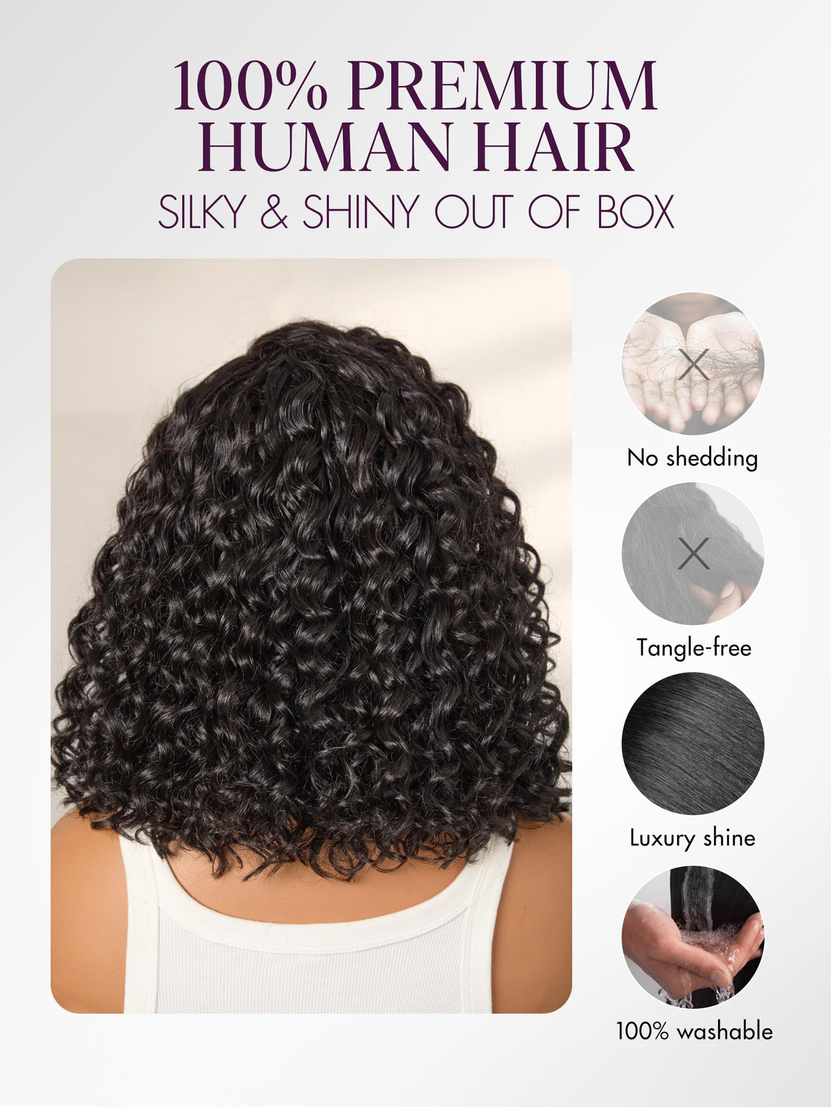 LUVME HAIR Water Wave Pixie Cut Wig in natural light