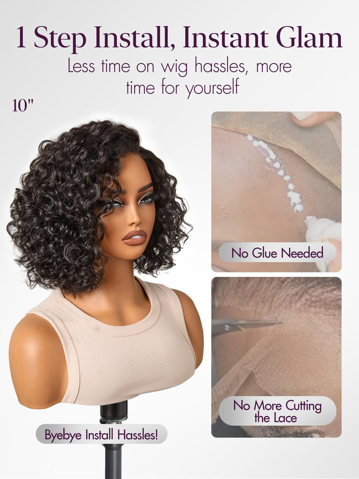 LUVME HAIR Water Wave Pixie Cut Wig on mannequin