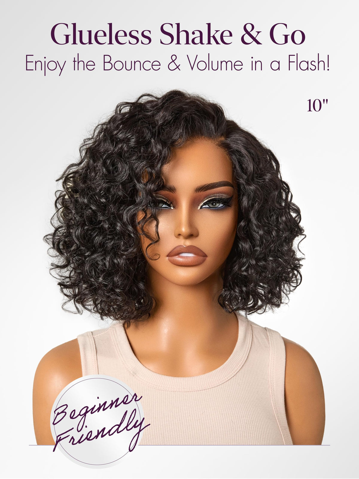 LUVME HAIR Water Wave Pixie Cut Wig styled with curls