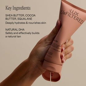 + Lux Unfiltered Summer Skin Deep Gradual Self Tanner application on skin