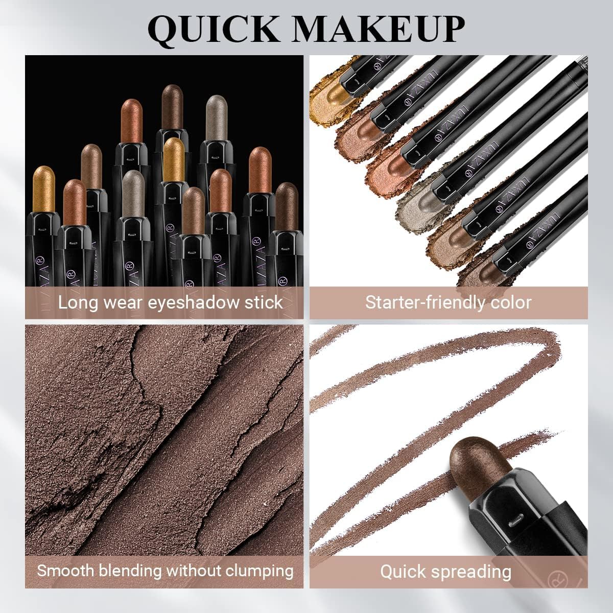 LUXAZA Eyeshadow Stick showing hexagonal tube design