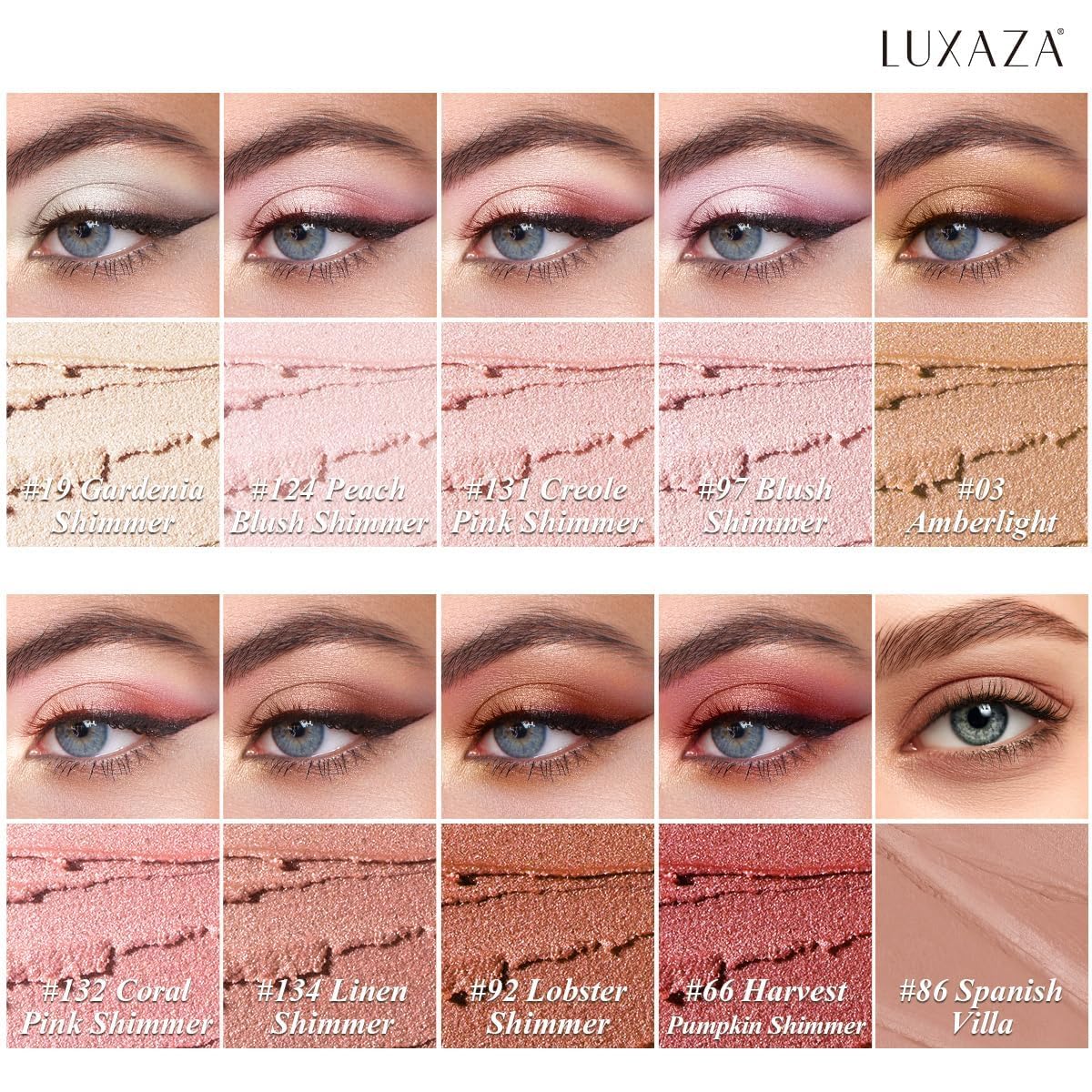 LUXAZA PRO Brown Eyeshadow Stick Set 10PCS with blending brush