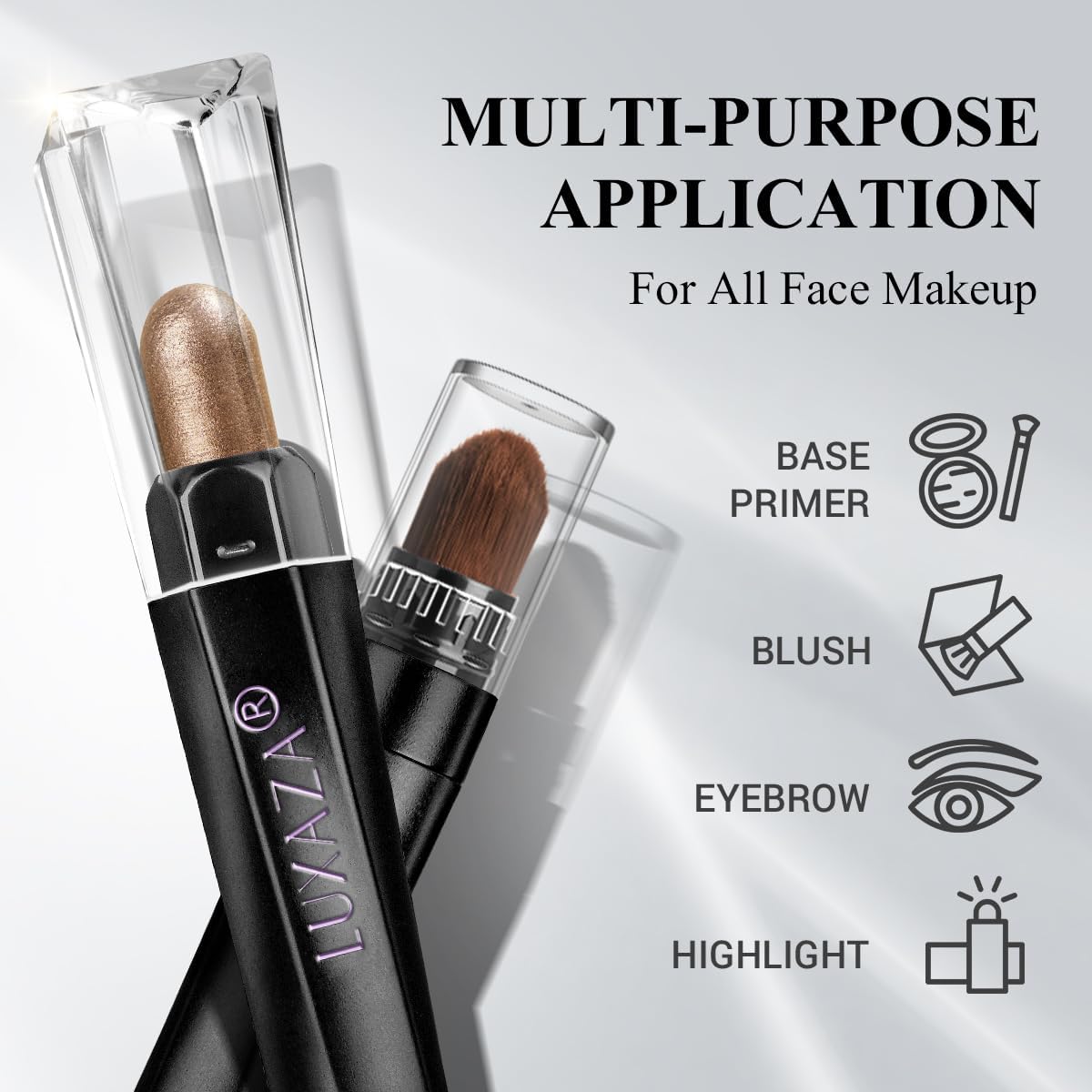 LUXAZA PRO Eyeshadow Stick Set displayed with makeup accessories