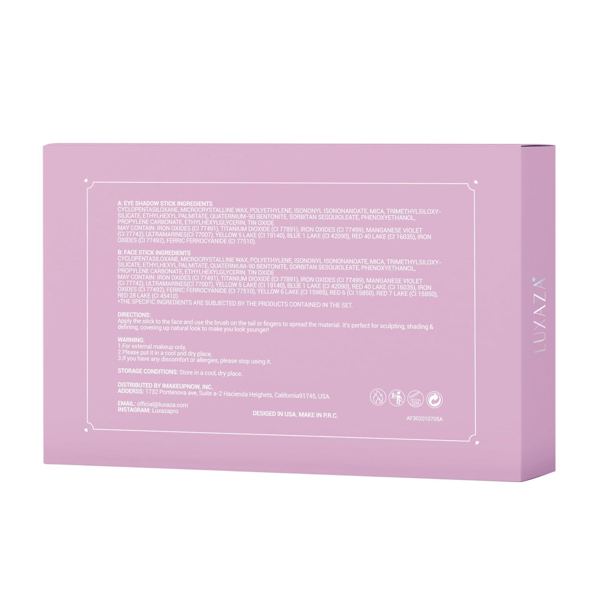 LUXAZA PRO eyeshadow stick set in makeup bag