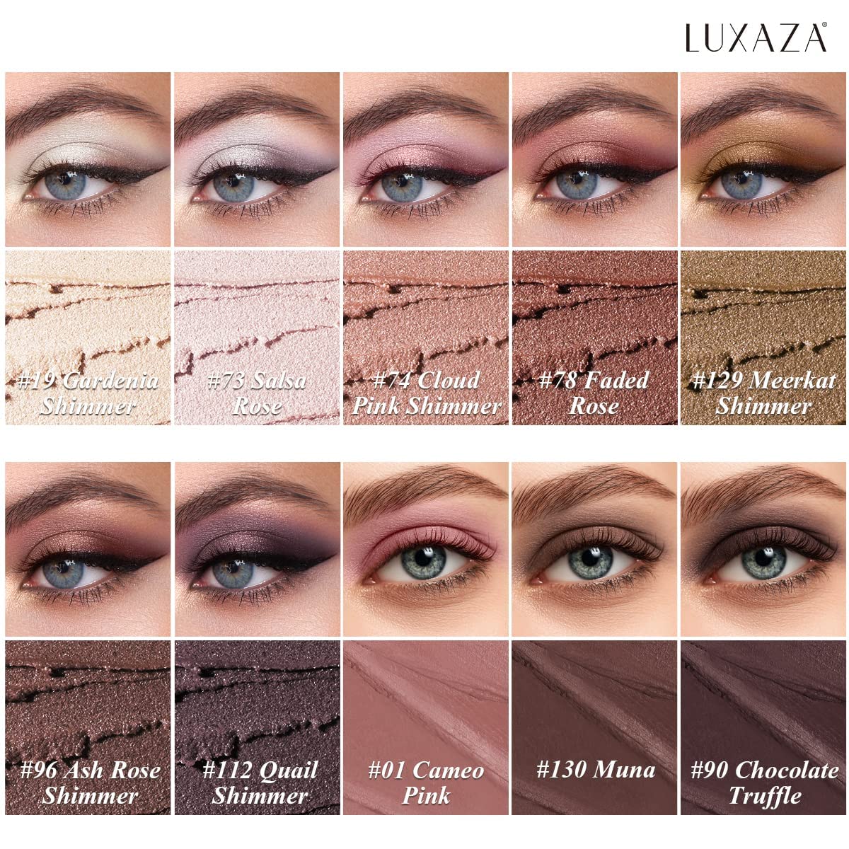 LUXAZA PRO eyeshadow sticks with built-in blending brush