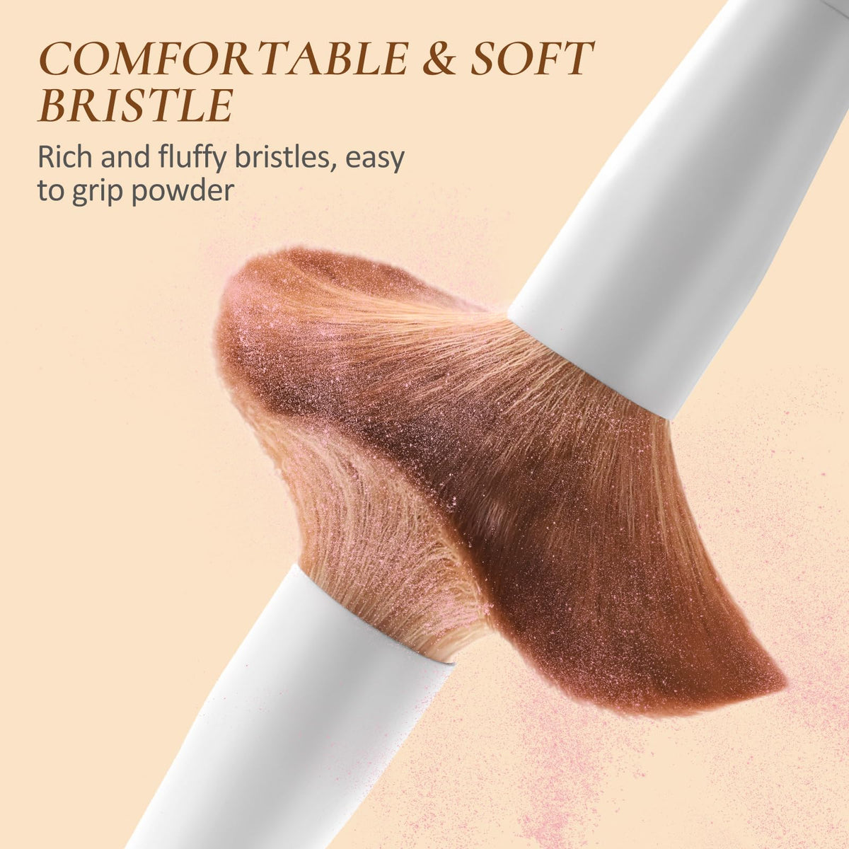 LUXBRU makeup brush set with 2 powder puffs included