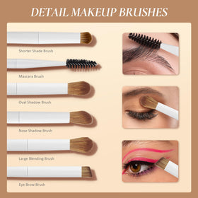 LUXBRU makeup brushes showing high-density fibre bristles
