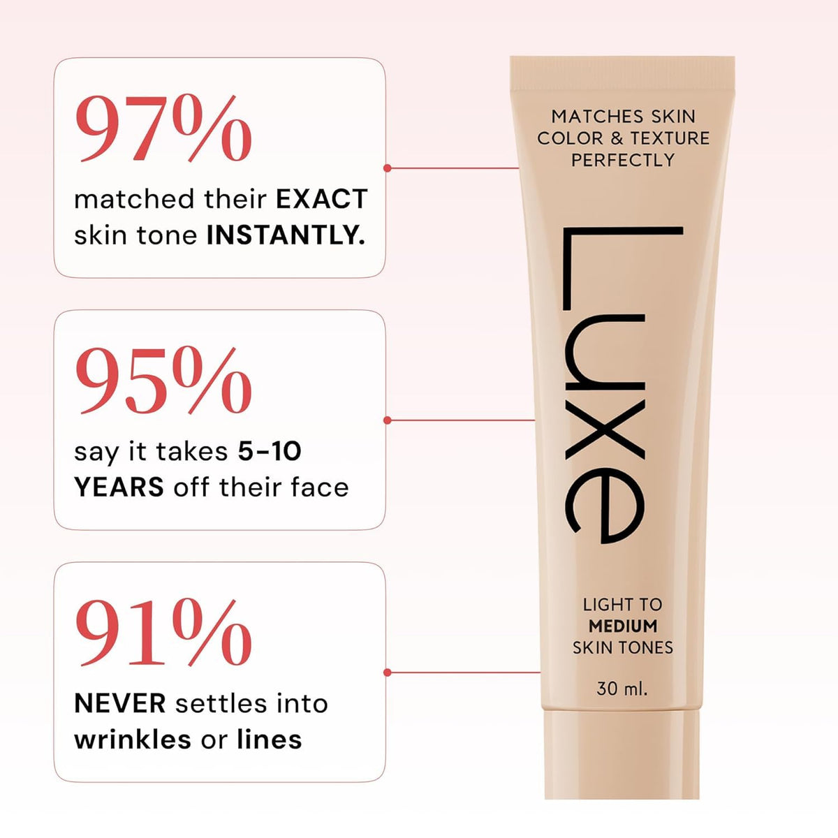LUXE Color Changing Foundation Medium Dark in natural light