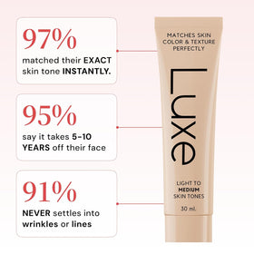 LUXE Color Changing Foundation Medium Dark in natural light