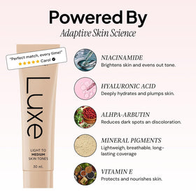 LUXE Color Changing Foundation Medium Dark swatch on skin
