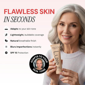 LUXE Color Changing Foundation Medium Dark with brush