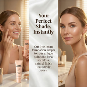 LUXE FOUNDATION colour changing foundation on makeup table