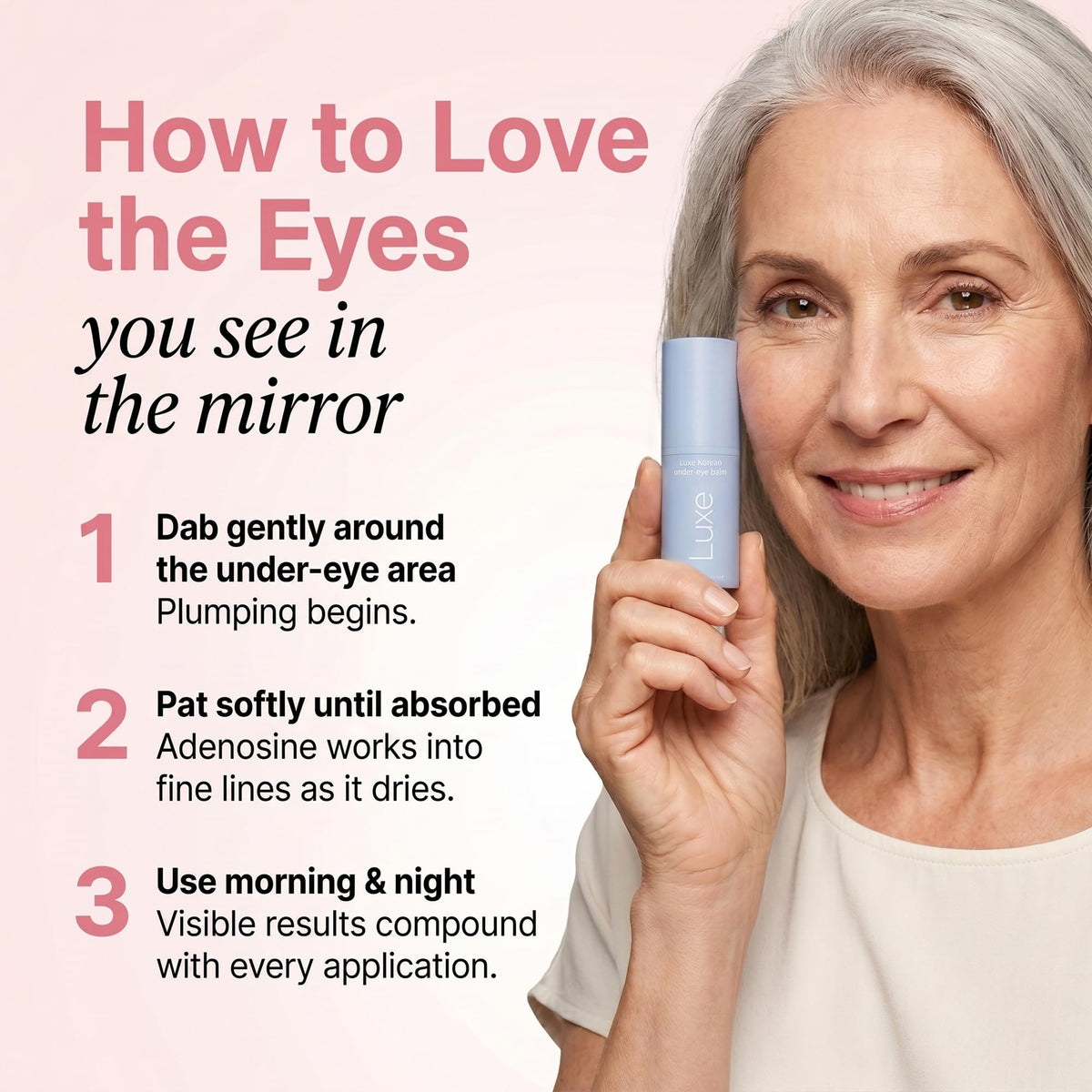 LUXE Korean Under Eye Balm stick showing application