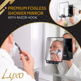 Luxo Shower Mirror back view showing powerful suction cup