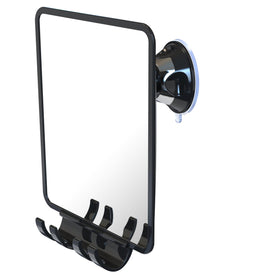 Luxo Shower Mirror black model front view with anti-fog coating