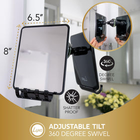 Luxo Shower Mirror close-up of shatterproof surface
