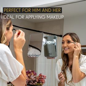 Luxo Shower Mirror with removable razor holder attached