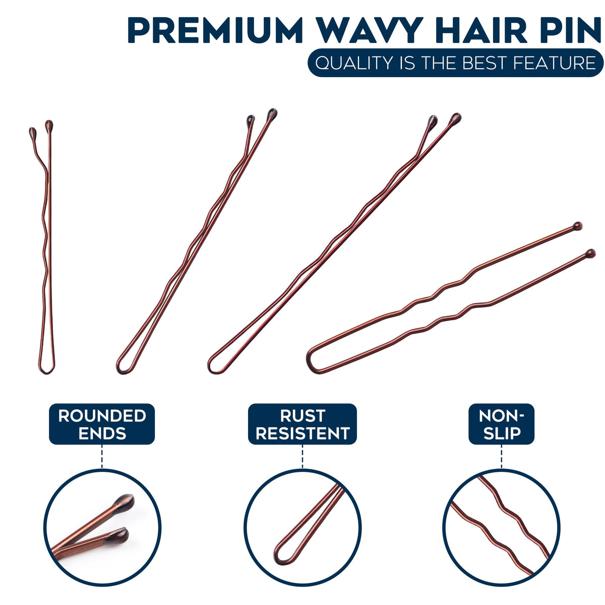 Luxurecourt U-shaped bobby pins in brown colour
