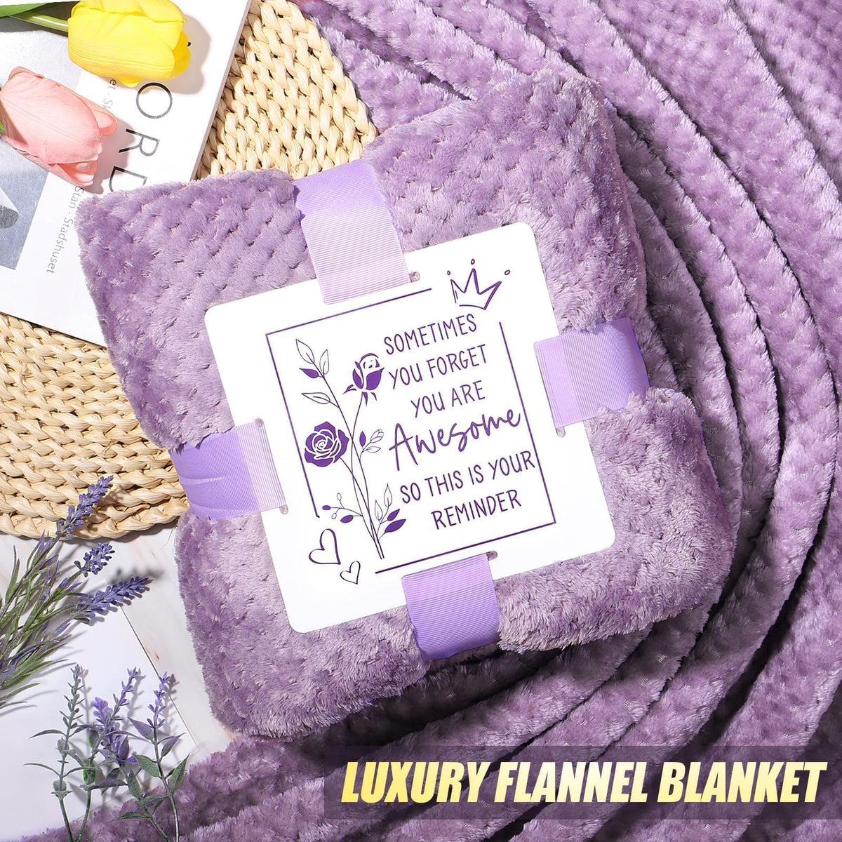 Luxurious flannel blanket in Qinline gift basket