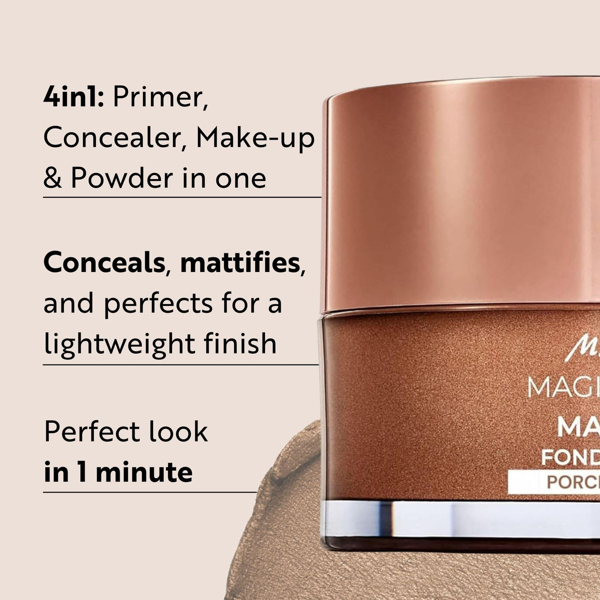 M. Asam Magic Finish Make-up Mousse showing texture on hand