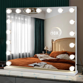 M MIVONDA Large Vanity Mirror front view with 17 LED bulbs