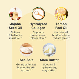 M3 Naturals Anti-Cellulite Body Scrub 16oz in a bathroom setting