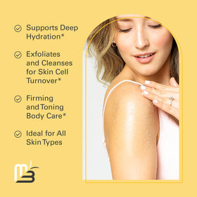 M3 Naturals Anti-Cellulite Body Scrub 16oz with ingredients displayed