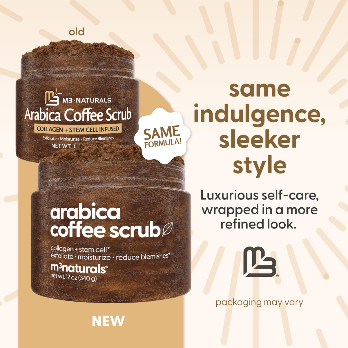 M3 Naturals Arabica Coffee Body Scrub 12 oz packaging