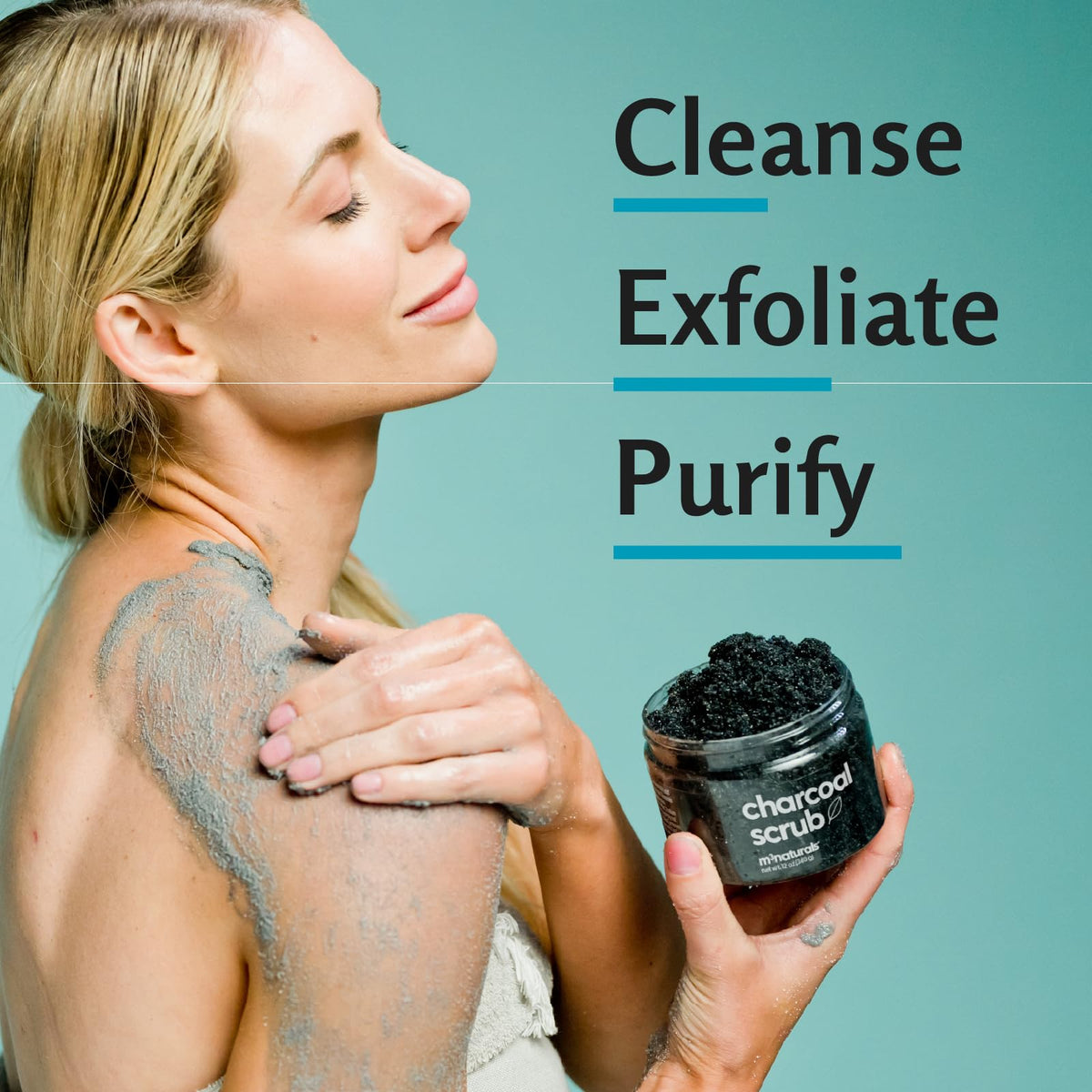 M3 Naturals Exfoliating Charcoal Scrub packaging details