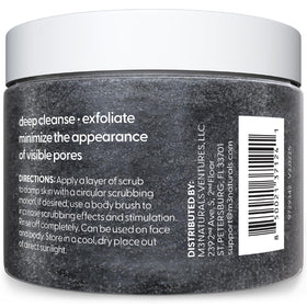 M3 Naturals Exfoliating Charcoal Scrub with ingredients list