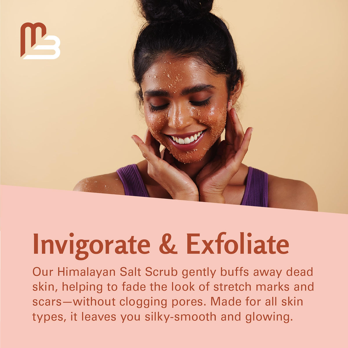 M3 Naturals Himalayan Salt Scrub 16 oz packaging display