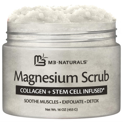 M3 Naturals Magnesium Body Scrub 16oz front view with packaging