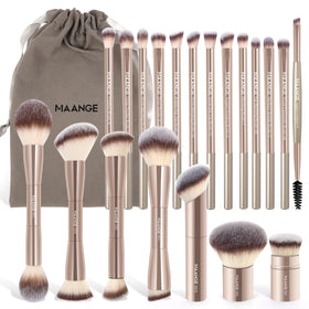 MAANGE 20 PCS Foundation Makeup Brush Set front view with velvet bag