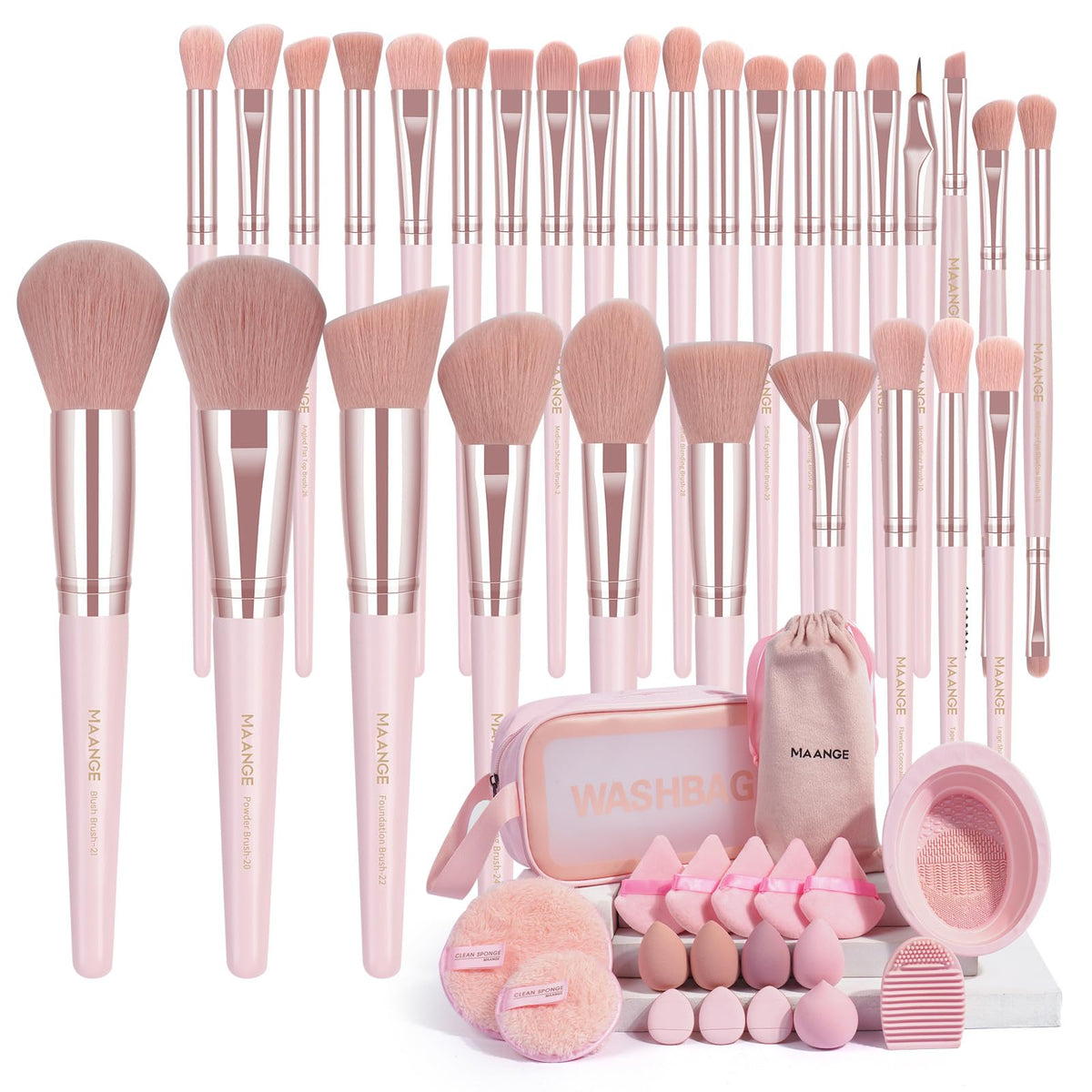 MAANGE 49 Pcs Makeup Brush Set with velvet bag front view