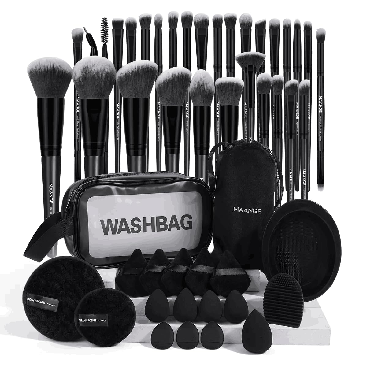 MAANGE 49 Pcs Makeup Brush Set with velvet bag front view