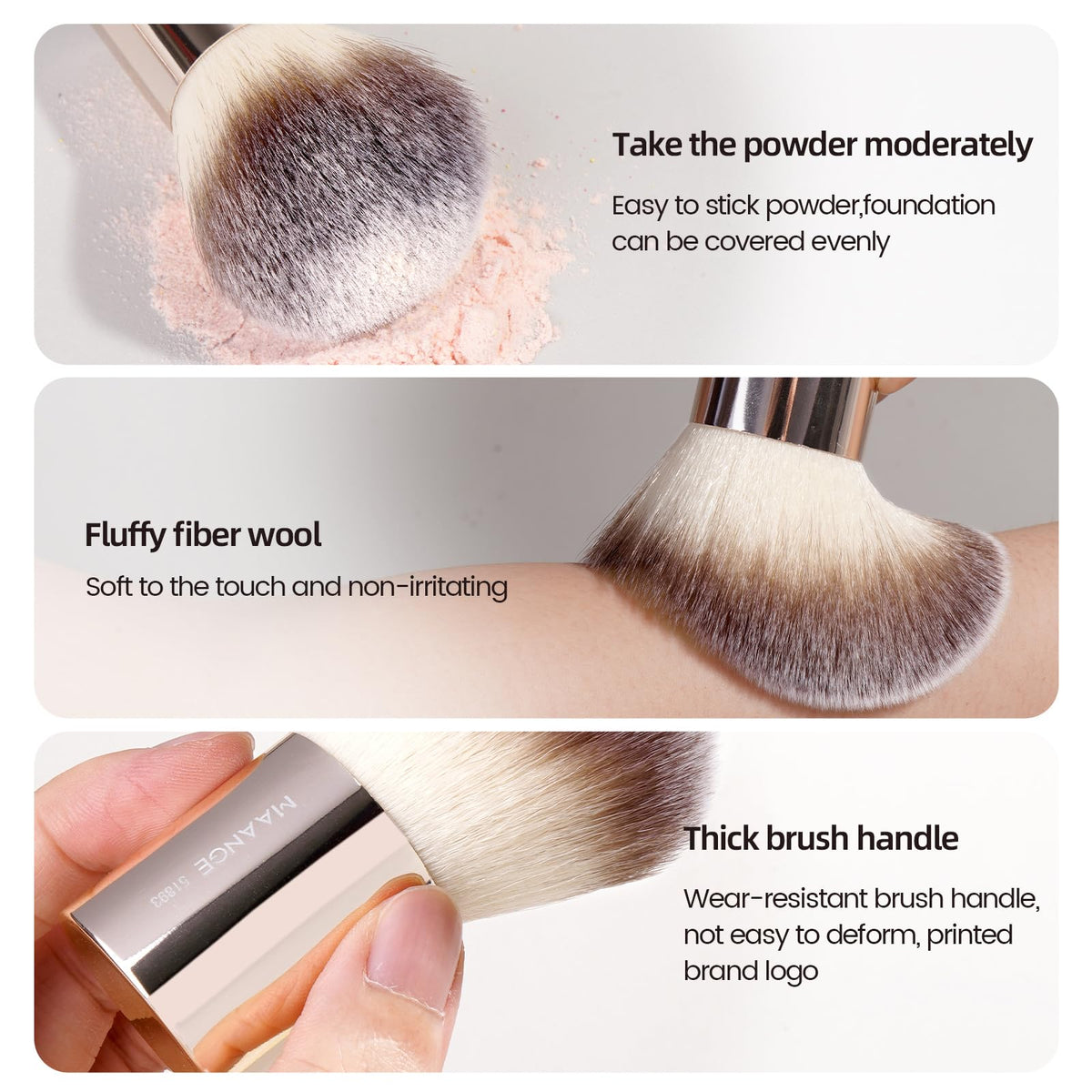MAANGE double-ended kabuki brush close-up showing bristles